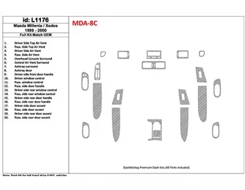 Mazda Milenia 1999-2000 Full Set, OEM Compliance, 20 Parts set Interior BD Dash Trim Kit - 1 - Interior Dash Trim Kit