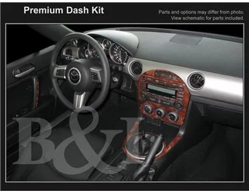 Mazda MX-5 Miata NC Mk3 2009-2015 3D Interior Dashboard Trim Kit Dash Trim Dekor 40-Parts - 1 - Interior Dash Trim Kit
