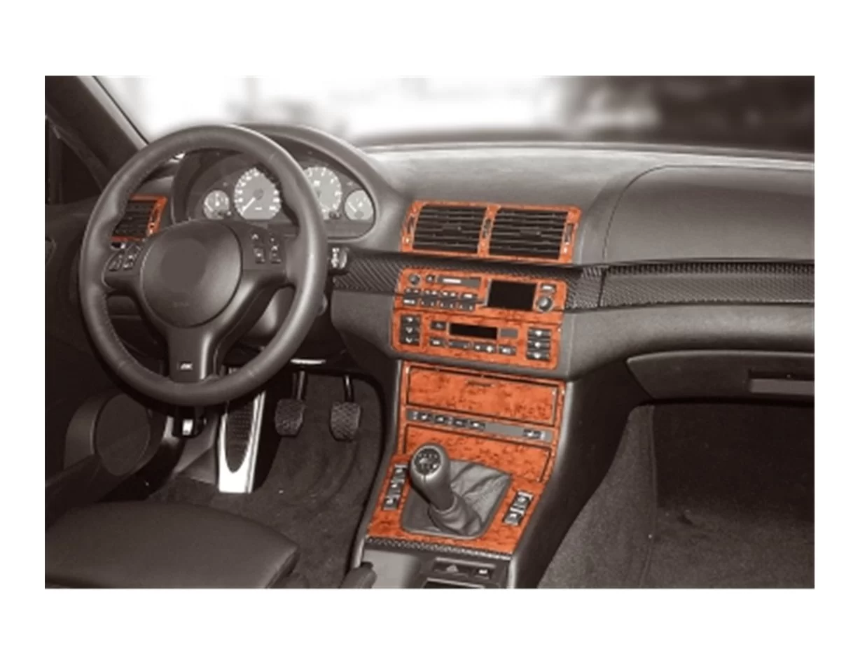 BMW 3 Series E46 Compact 04.98-12.04 3D Interior Dashboard Trim Kit Dash Trim Dekor 19-Parts - 1 - Interior Dash Trim Kit