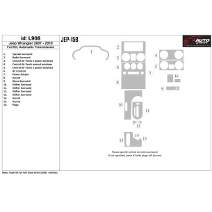 Jeep Wrangler 2007-2010 Full Set, Automatic Gear Interior BD Dash Trim Kit
