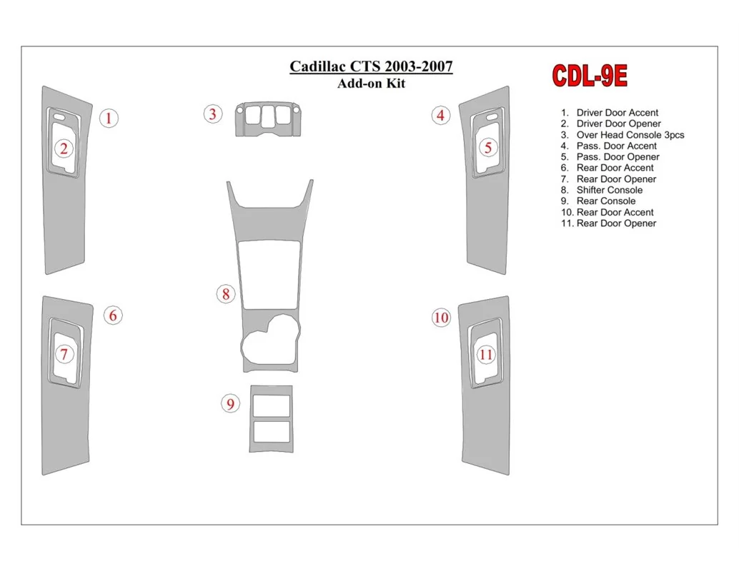 Cadillac CTS 2003-2007 additional kit Interior BD Dash Trim Kit - 1 - Interior Dash Trim Kit