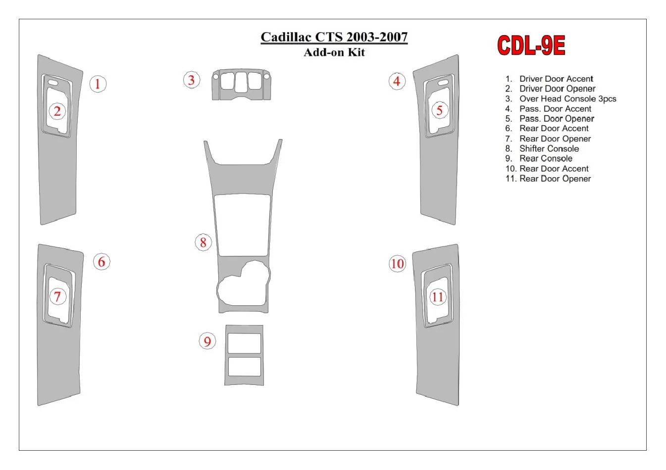 Cadillac CTS 2003-2007 additional kit Interior BD Dash Trim Kit - 1 - Interior Dash Trim Kit