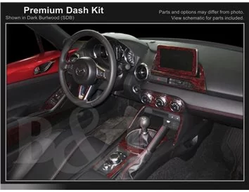 Mazda MX-5 Miata ND Mk4 2015-2020 3D Interior Dashboard Trim Kit Dash Trim Dekor 25-Parts - 1 - Interior Dash Trim Kit