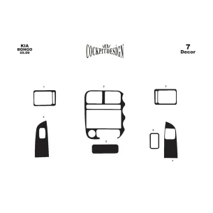 Kia Bongo 05.2009 3D Interior Dashboard Trim Kit Dash Trim Dekor 7-Parts 2