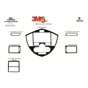 Kia Carens 07.02-10.06 3D Interior Dashboard Trim Kit Dash Trim Dekor 6-Parts 2