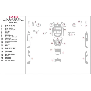 Kia Carens/Rondo 2007-UP Full Set, Automatic A/C Controls, W/O Heated Seats Interior BD Dash Trim Kit 2