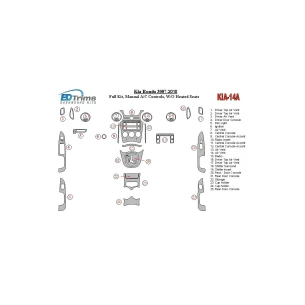 Kia Carens/Rondo 2007-UP Full Set, Manual Gearbox A/C Controls, W/O Heated Seats Interior BD Dash Trim Kit 2
