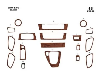 BMW 3 Series E90 01.06-12.10 3D Interior Dashboard Trim Kit Dash Trim Dekor 18-Parts