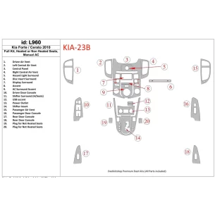 Kia Cerato 2010-2011 Full Set, With Heating and Without Seats Heating, Climate-Control Interior BD Dash Trim Kit 2