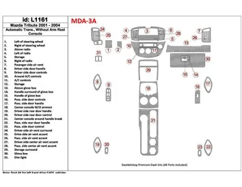 Mazda Tribute 2001-2004 Automatic Gearbox , Without Armrest Console Interior BD Dash Trim Kit - 1 - Interior Dash Trim Kit