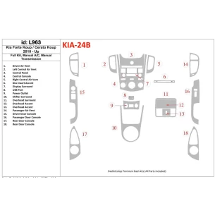 KIA Cerato Koup 2010-UP Full Set, Aircondition, Manual Gear Box Interior BD Dash Trim Kit 2