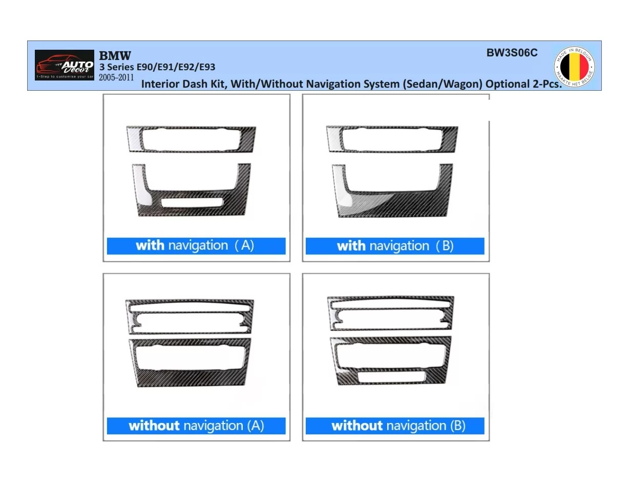 BMW 3 Series E90 2005–2011 3D Interior Dashboard Trim Kit Dash Trim Dekor 2-Parts - 1 - Interior Dash Trim Kit