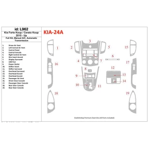 KIA Cerato Koup 2010-UP Full Set, Manual Gearbox AC, Automatic Gear Interior BD Dash Trim Kit 2