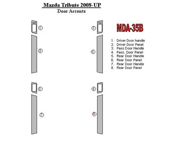 Mazda Tribute 2008-UP Doors Accents Interior BD Dash Trim Kit - 1 - Interior Dash Trim Kit