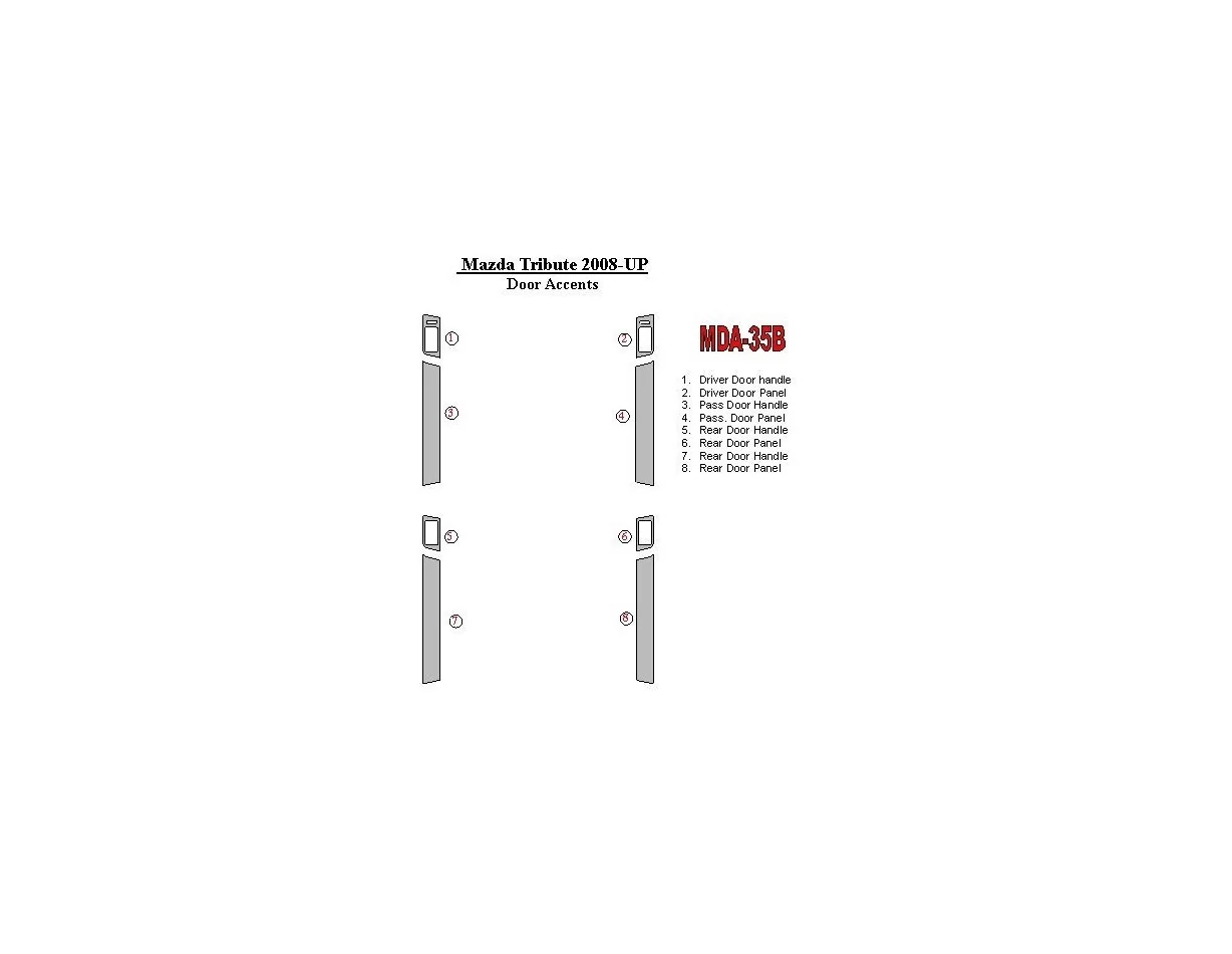 Mazda Tribute 2008-UP Doors Accents Interior BD Dash Trim Kit - 1 - Interior Dash Trim Kit