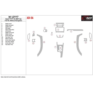 Audi TT 2007-2014 Full Set, Without NAVI Interior BD Dash Trim Kit 2