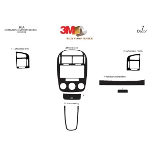 Kia Cerato Sedan 04.2007 3D Interior Dashboard Trim Kit Dash Trim Dekor 7-Parts 2