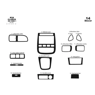 Kia Clarus 08.1998 3D Interior Dashboard Trim Kit Dash Trim Dekor 14-Parts 2