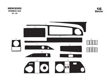 Mercedes 0 303 01.92-01.95 3D Interior Dashboard Trim Kit Dash Trim Dekor 14-Parts - 1 - Interior Dash Trim Kit
