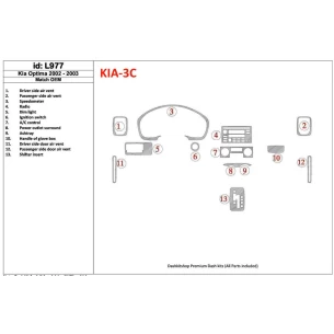Kia Optima 2002-2003 OEM Compliance Interior BD Dash Trim Kit