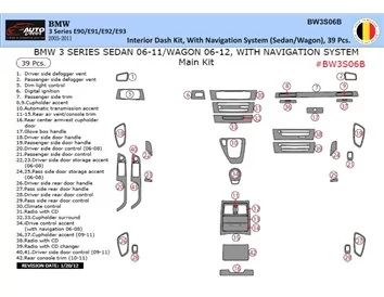 BMW 3 Series E90 2005–2011 3D Interior Dashboard Trim Kit Dash Trim Dekor 39-Parts - 1 - Interior Dash Trim Kit