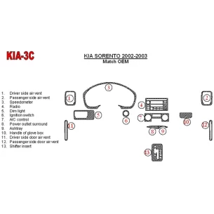 Kia Optima 2002-2003 OEM Compliance Interior BD Dash Trim Kit 2