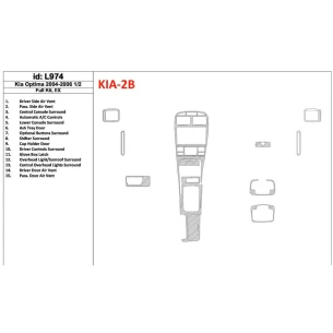 KIA Optima 2004-2006 Full Set, EX, Years: 2004 - 2006 1/2 Interior BD Dash Trim Kit