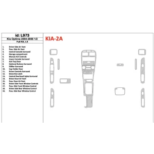 KIA Optima 2004-2006 Full Set, LX, Years: 2004 - 2006 1/2 Interior BD Dash Trim Kit