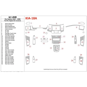 KIA Optima 2007-2008 Full Set, Automatic AC Control Interior BD Dash Trim Kit