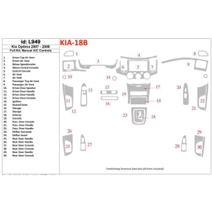 KIA Optima 2007-2008 Full Set, Manual Gearbox A/C Controls Interior BD Dash Trim Kit