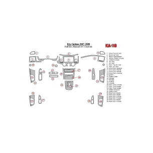 KIA Optima 2007-2008 Full Set, Manual Gearbox A/C Controls Interior BD Dash Trim Kit 2