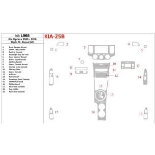 KIA Optima 2009-2010 Basic Set, Manual Gearbox AC Interior BD Dash Trim Kit