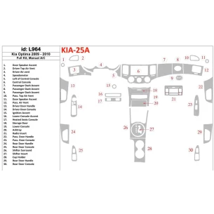 KIA Optima 2009-2010 Full Set, Manual Gearbox AC Interior BD Dash Trim Kit