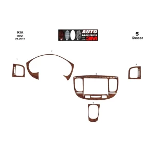 Kia Rio 01.2011 3D Interior Dashboard Trim Kit Dash Trim Dekor 7-Parts 2