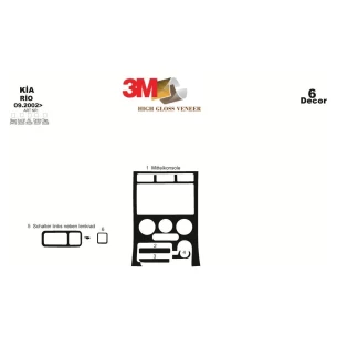 Kia Rio 09.02-10.05 3D Interior Dashboard Trim Kit Dash Trim Dekor 6-Parts 2