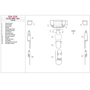 Kia Rio 2006-UP Full Set Interior BD Dash Trim Kit