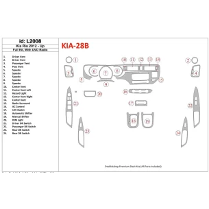 Kia Rio 2012-UP Full Set, With UVO Radio Interior BD Dash Trim Kit 2