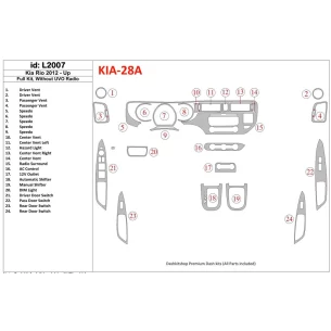 Kia Rio 2012-UP Full Set, Without UVO Radio Interior BD Dash Trim Kit