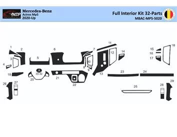 Mercedes Actros MK5 ab 2021 Full Set 3D Interior Dashboard Trim Kit Dash Trim Dekor 32-Parts