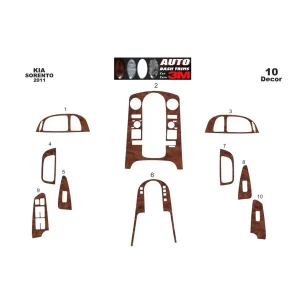 Kia Sorento 01.2011 3D Interior Dashboard Trim Kit Dash Trim Dekor 10-Parts 2