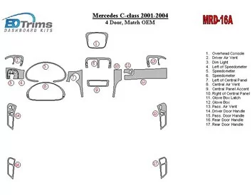 Mercedes Benz C Class 2001-2004 4 Doors, OEM Compliance Interior BD Dash Trim Kit - 1 - Interior Dash Trim Kit
