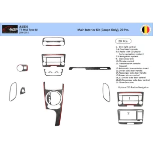 Audi TT 2008-2014-Coupe 3D Interior Dashboard Trim Kit WHZ Dash Trim Dekor 20-Parts