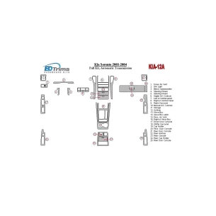 Kia Sorento 2003-2004 Full Set, Automatic Gear Interior BD Dash Trim Kit 2