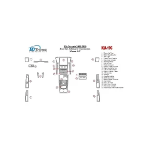 KIA Sorento 2008-2010 Basic Set, Automatic Gear, Without Heated Seats Interior BD Dash Trim Kit 2
