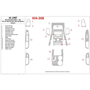 KIA Sorento 2011-UP Full Set, Manual Gearbox AC, W/O Navigation system Interior BD Dash Trim Kit 2