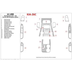KIA Sorento 2011-UP Full Set, With NAVI system Interior BD Dash Trim Kit 2