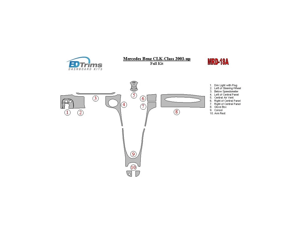 Mercedes Benz CLK 2003-UP Full Set Interior BD Dash Trim Kit - 1 - Interior Dash Trim Kit