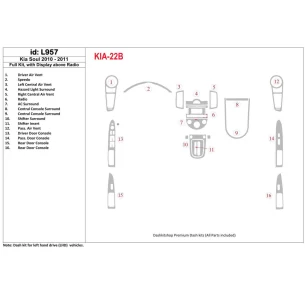 KIA Soul 2010-UP Full Set, With Display above Radio Interior BD Dash Trim Kit