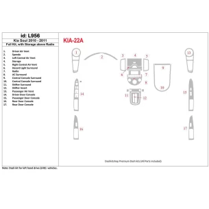 KIA Soul 2010-UP Full Set, With Storage above Radio Interior BD Dash Trim Kit