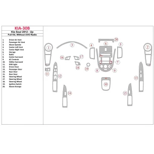 Kia Soul 2012-UP Full Set Without UVO Radio Interior BD Dash Trim Kit